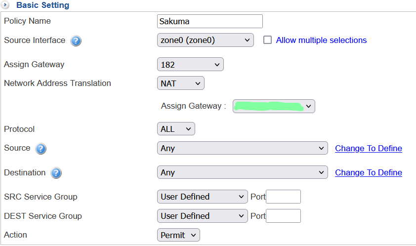 Basic Settings of Policy