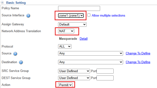 Basic settings of policies