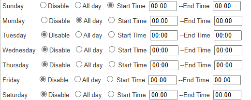 Weekly scheduling time table