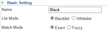 Basic Blacklist Settings