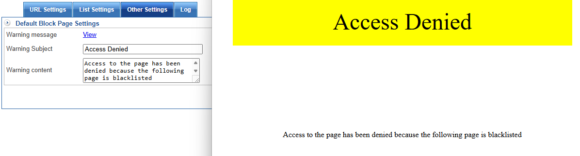 Default Blacklist Block Page