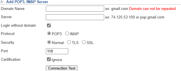 Create POP3/IMAP Authentication