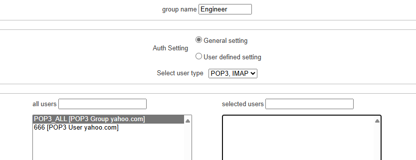 Authentication Group Settings