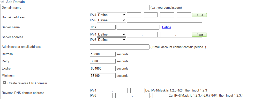 Create DNS Domain