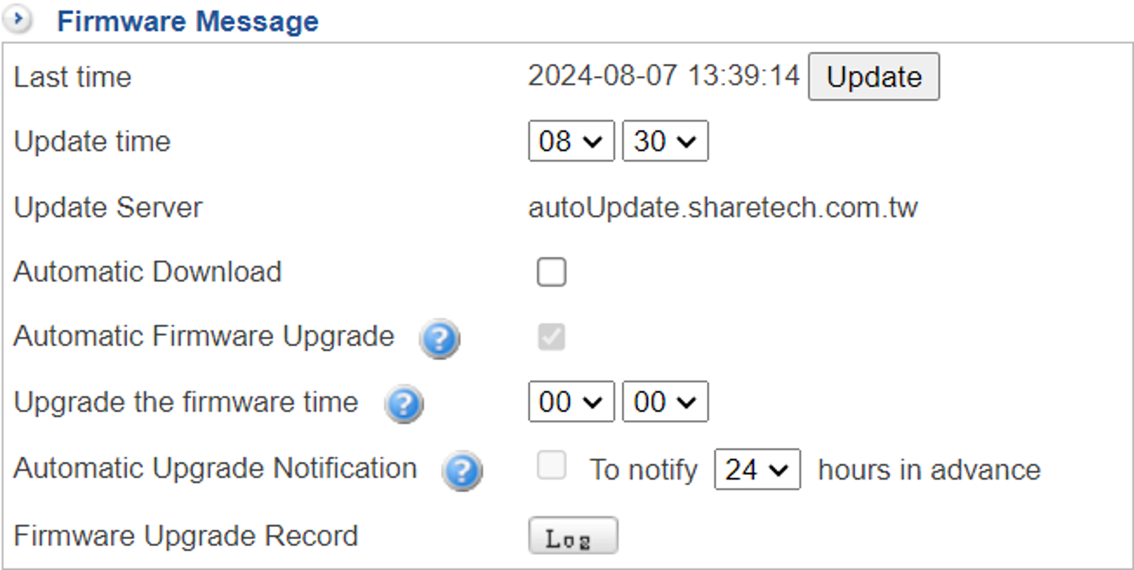 NG-UTM Firmware Upgrade Settings