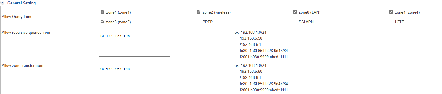 DNS Interface Configuration