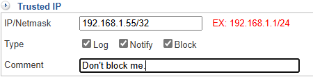 Exception IP Setting