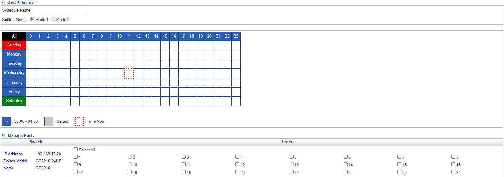 PoE Schedule Configuration