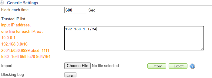 Shared Traffic Blocking Settings