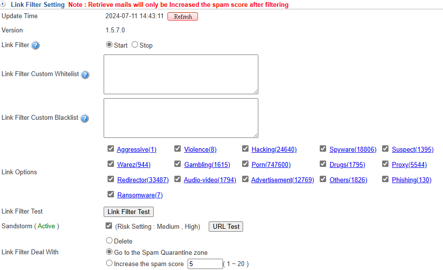 Email Content Matching Settings