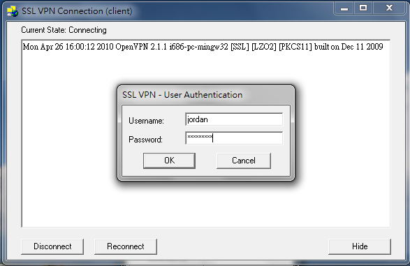 SSL VPN client login