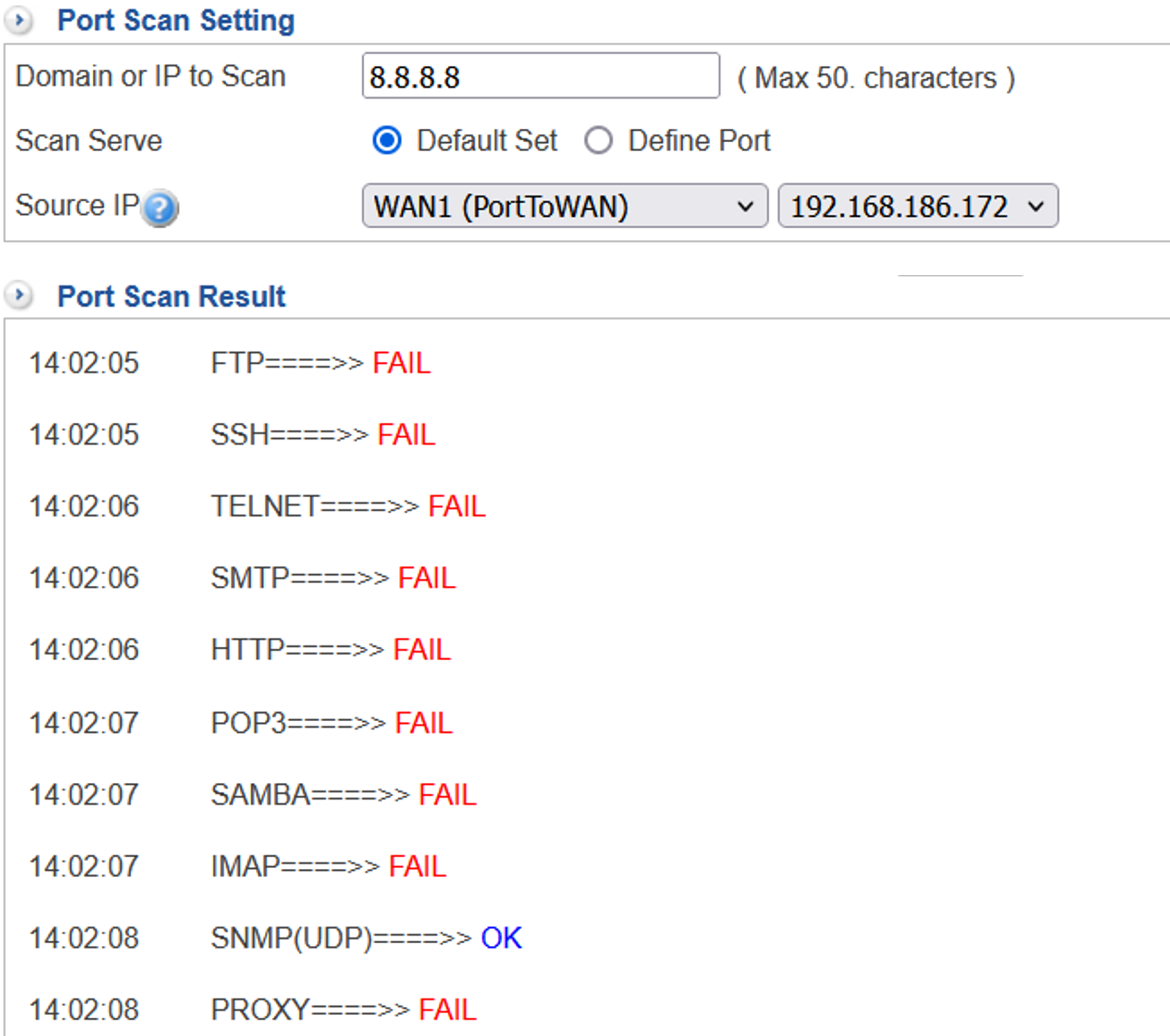 DNS testing tool and output information