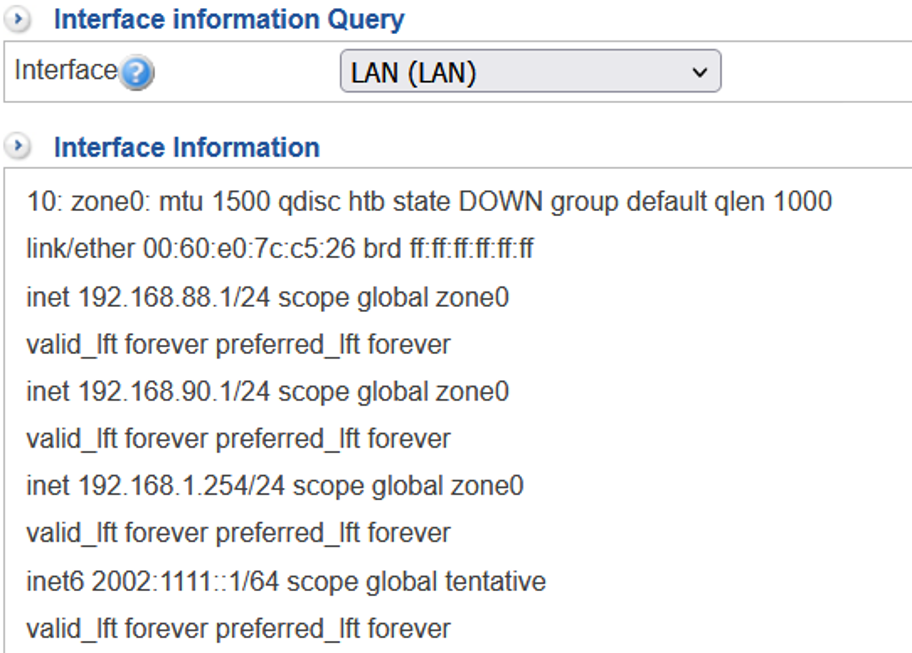 Interface information