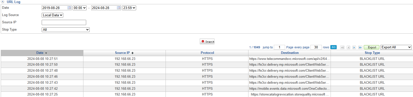 DNS Block Log