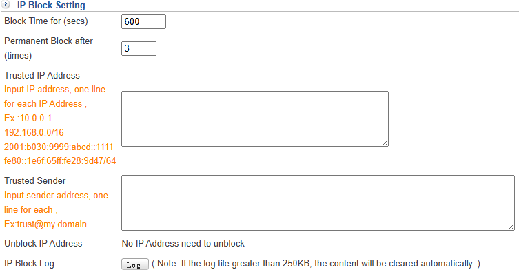 IP Block Settings