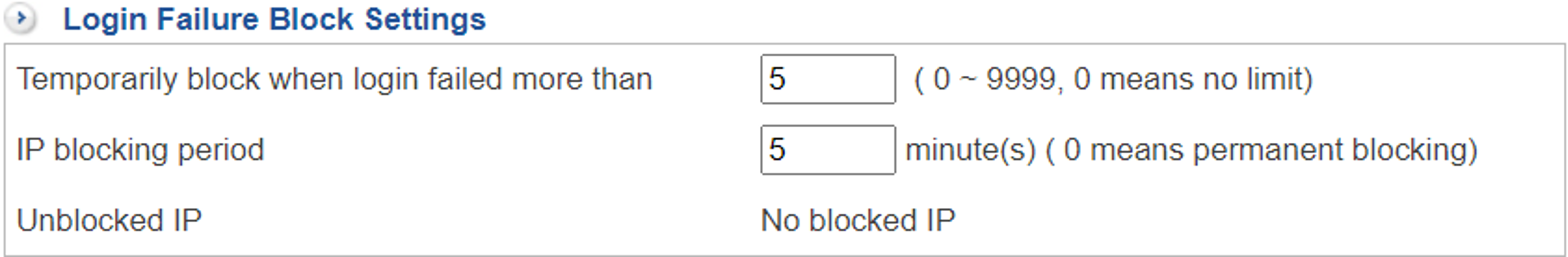 Login Failure Block Settings