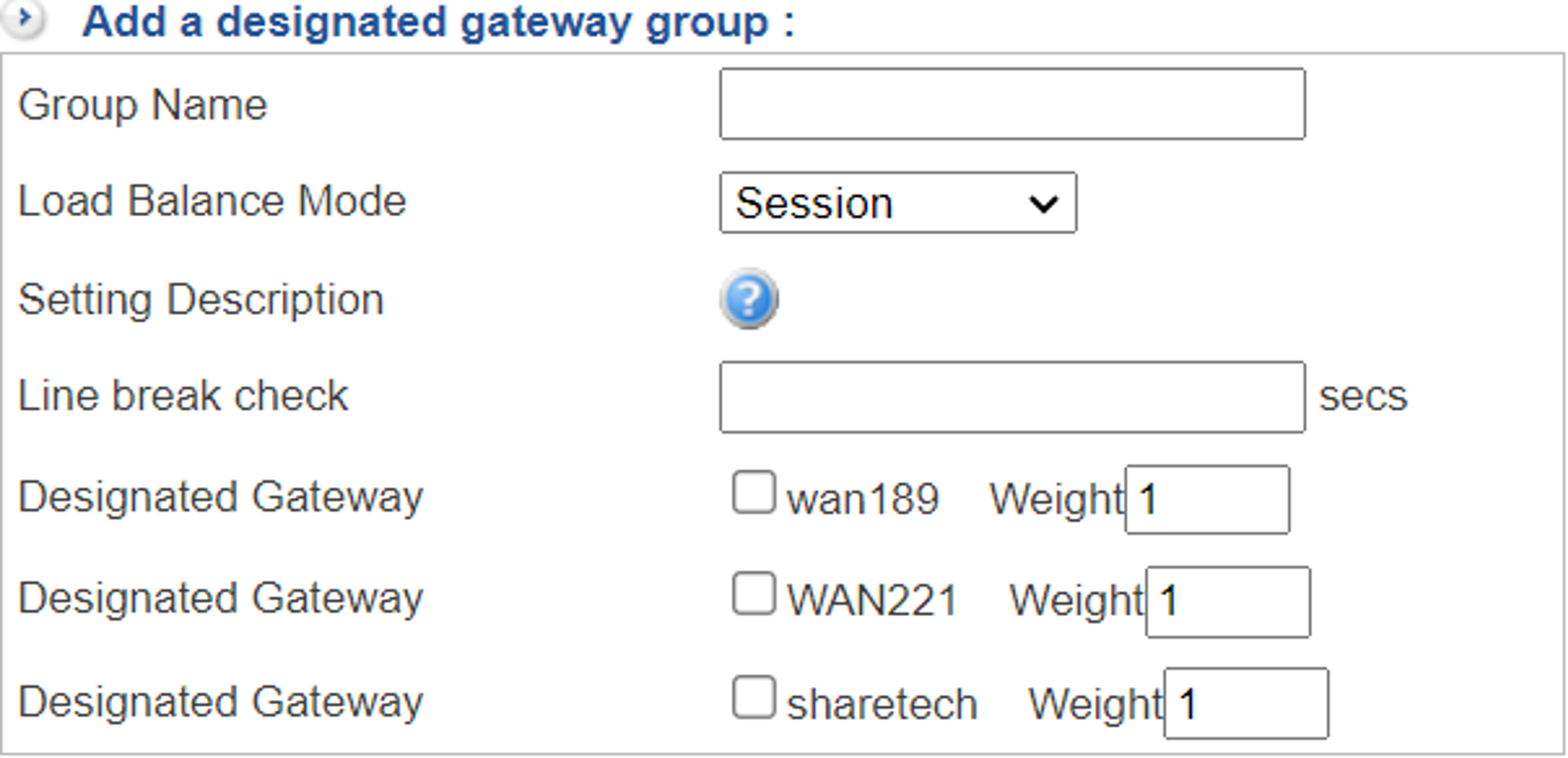 Designated Gateway Group List