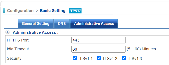 HTTPS Port and Idle Timeout