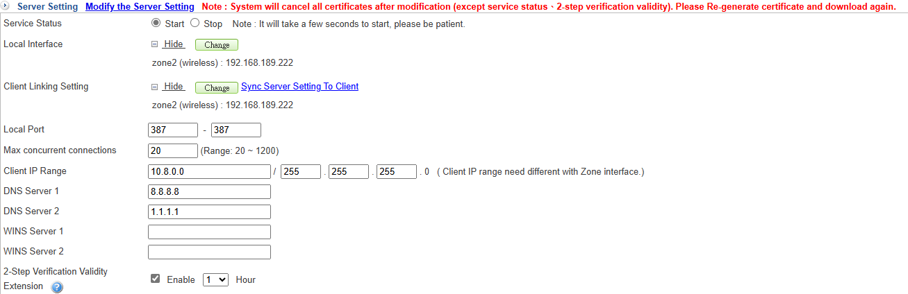 SSL VPN Server Setting