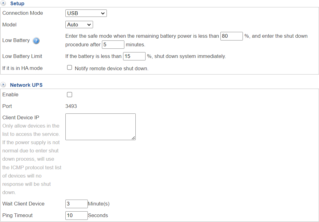 USB Connection Settings