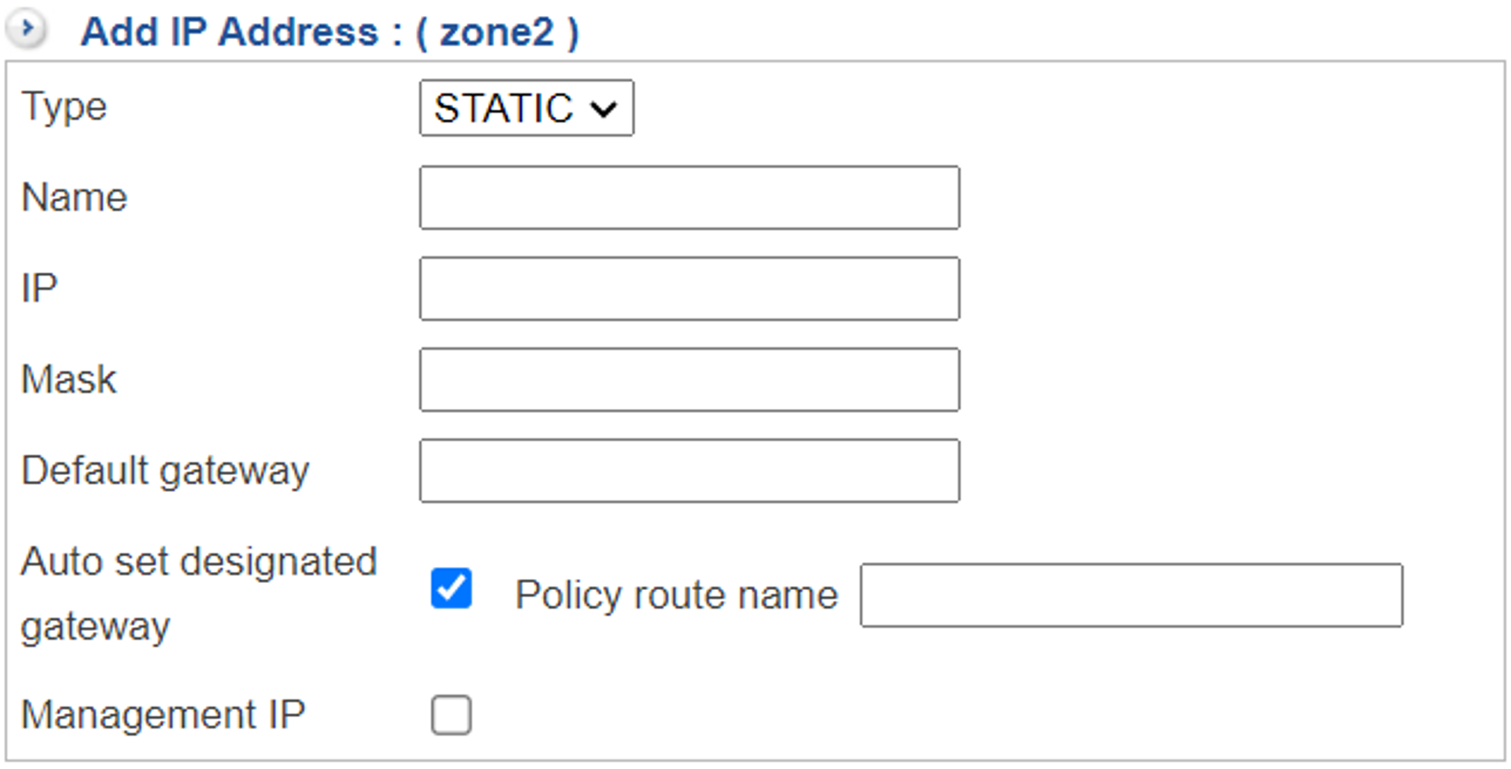 Network Interface IP Address Settings