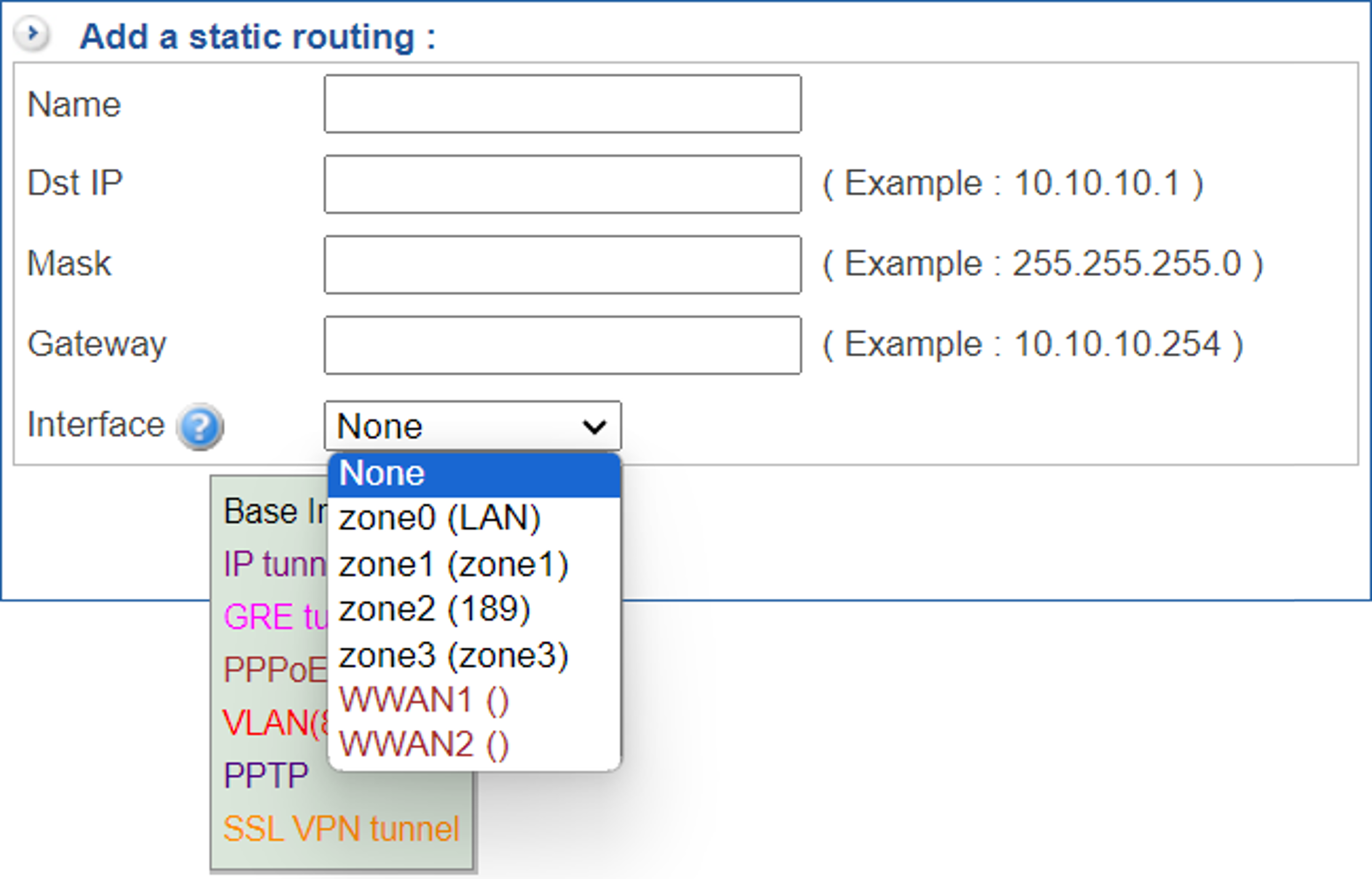 Adding Static Route for IPv4