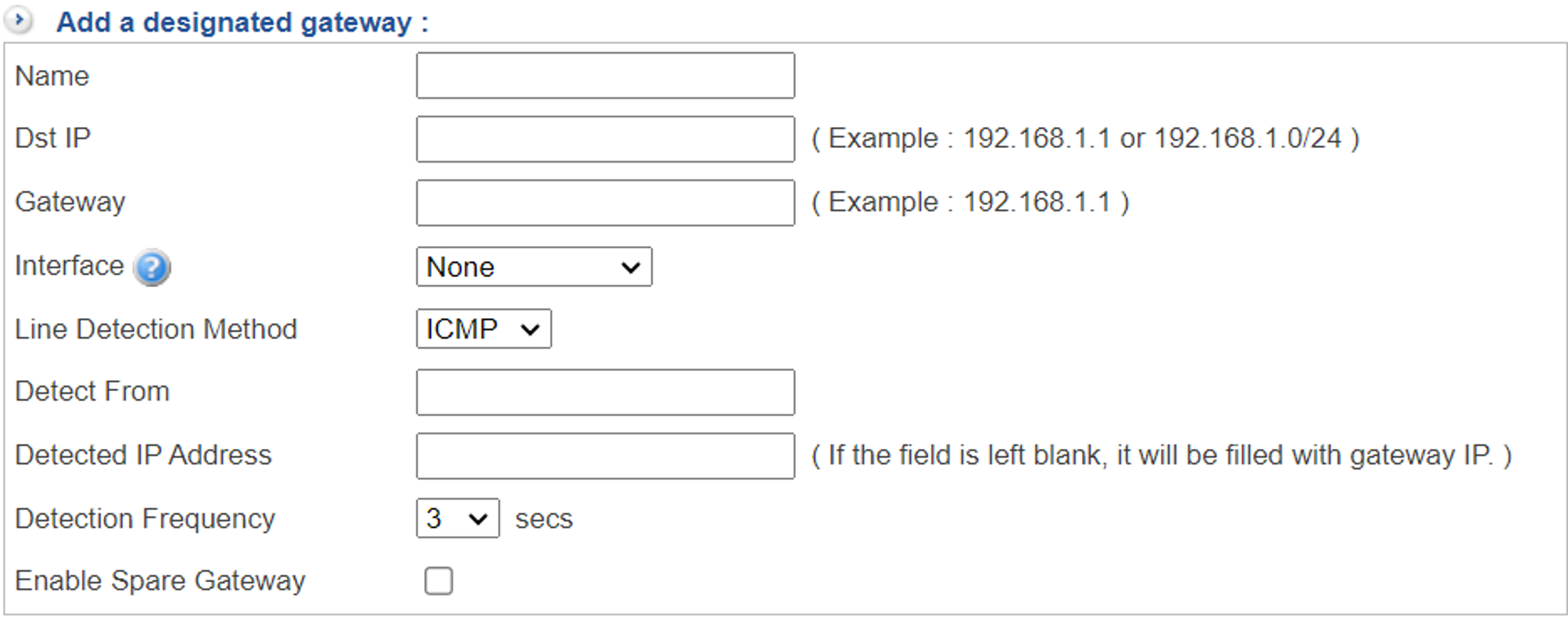 Setting the Gateway for WAN